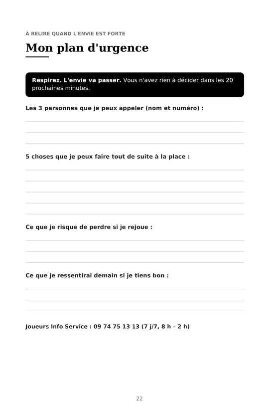 Extrait : Mon plan d’urgence