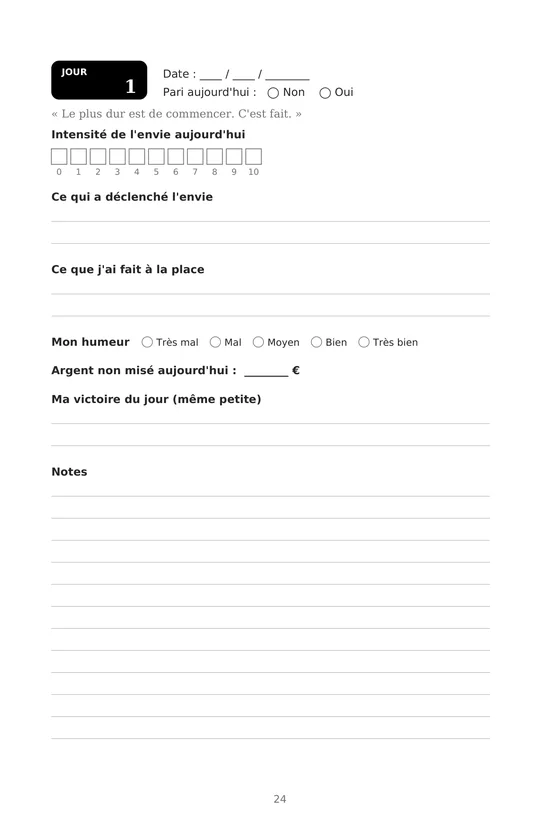 Extrait : Une page du carnet quotidien