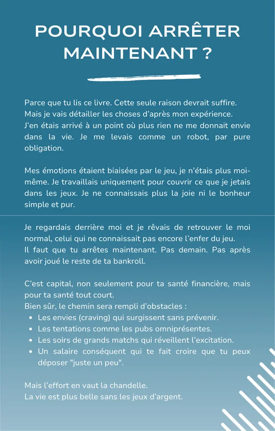 Extrait : Pourquoi arrêter maintenant ?